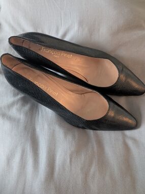 François Pinet Paris Black Snakeskin Leather Pumps | Size 37 EU